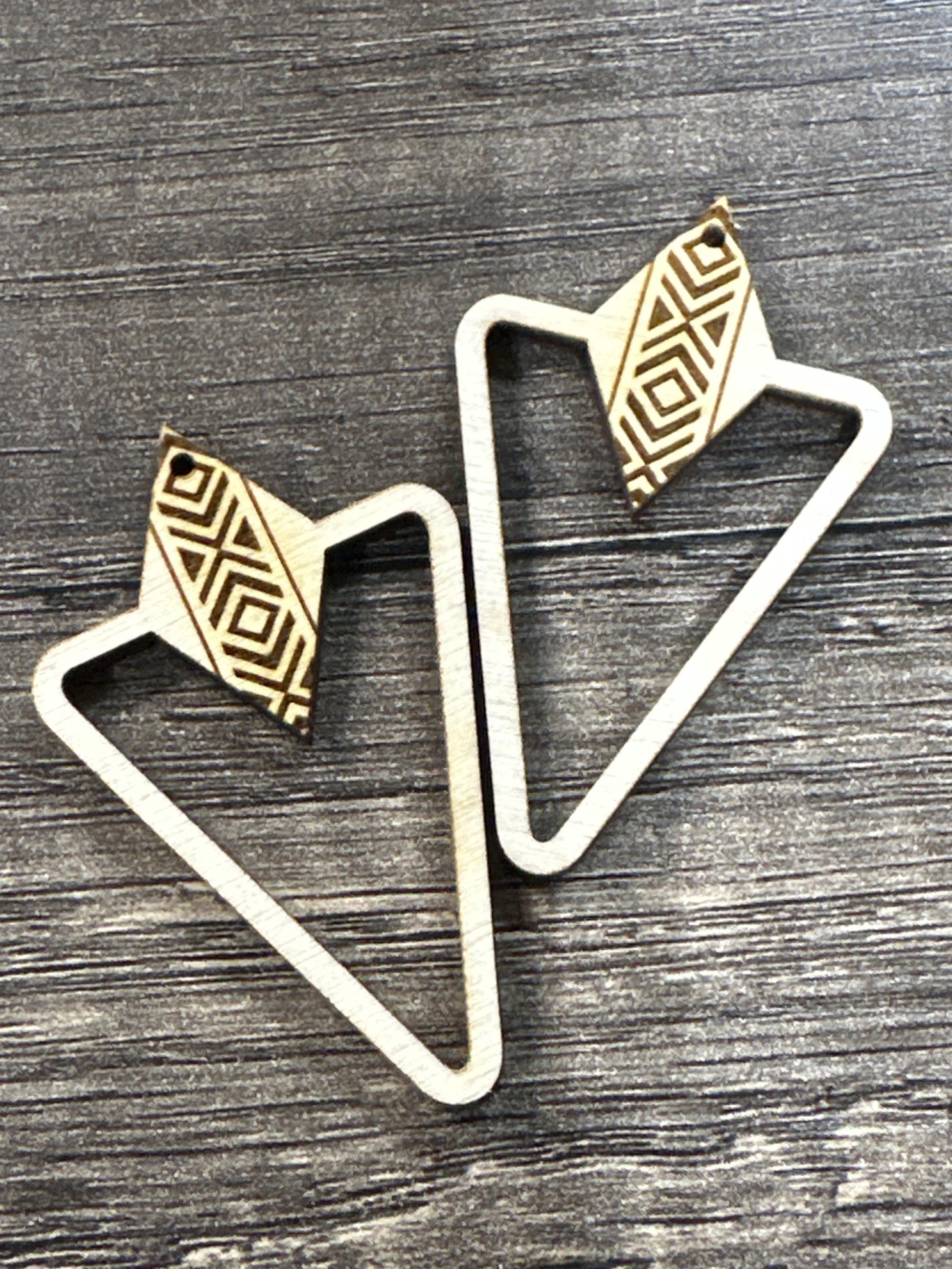 Aztec Earring DIY Unfinished / Unfinished, Wooden Earrings / Unfinished, DIY / Blank Charm, DIY Earring Aztec, Earrings, Wood cut-outs