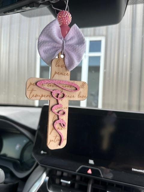 Cross Infused Car Charm, Faith Infused Charm, Love Infused Scented, Joy Wooden Ornaments, Scented Wooden Car Charm, Inspirational