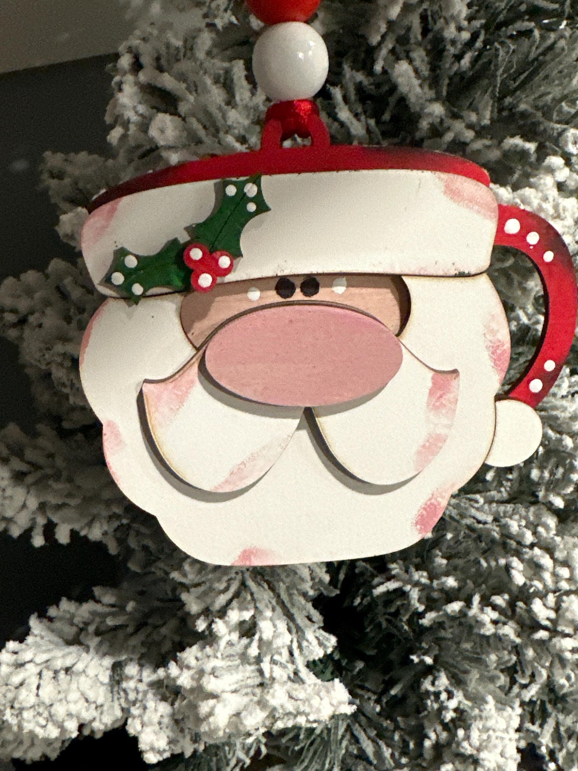 Santa Mug Ornament, 3D Santa Christmas Ornaments, Custom Santa Decorations, Festive Santa Ornaments, Personalized Holiday Mug Ornament