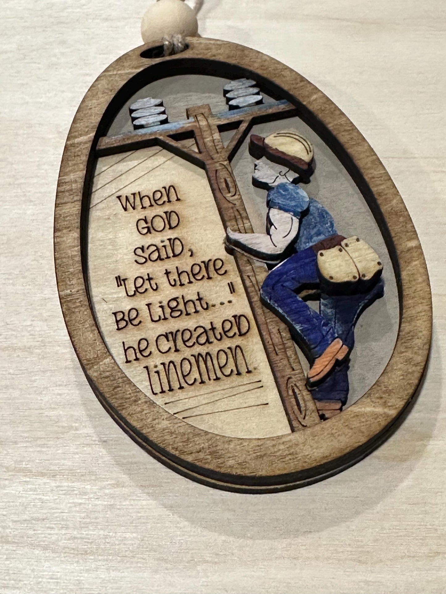 Lineman Ornament, Custom Wooden Ornaments, Lineman Union, Personalized Holiday Decor, Lineman Custom ornament, Handmade