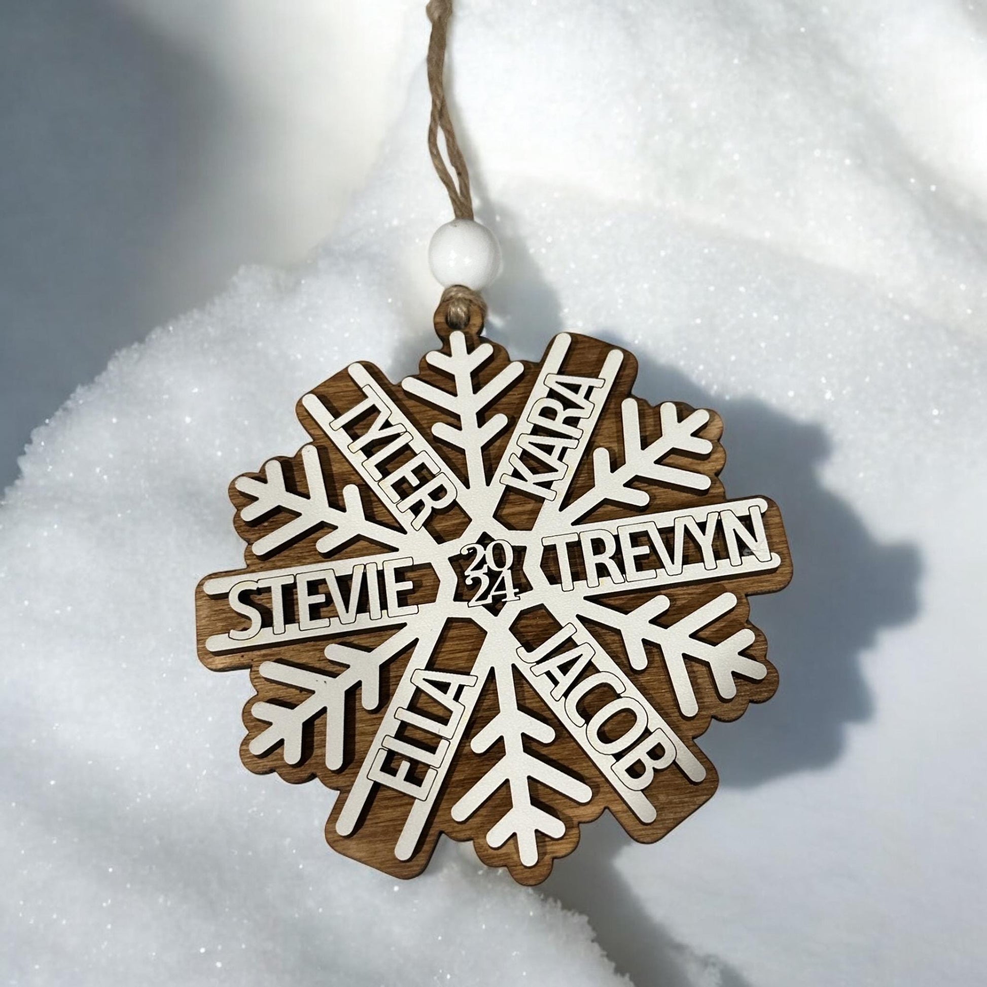 Snowflake Ornament, Personalized Snowflake, Snowflake Laser Cut, Christmas Ornament, White Snowflake