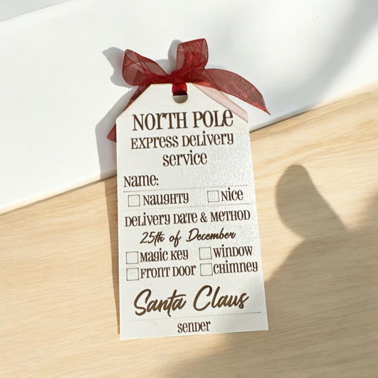 Santa's North Pole Express Gift Tag, Express Delivery, Santa’s Naughty List, Santa tag, gift tag, North pole tag, Personalized, Santa