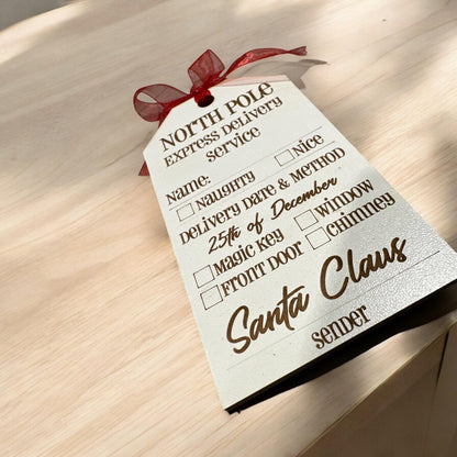 Santa's North Pole Express Gift Tag, Express Delivery, Santa’s Naughty List, Santa tag, gift tag, North pole tag, Personalized, Santa