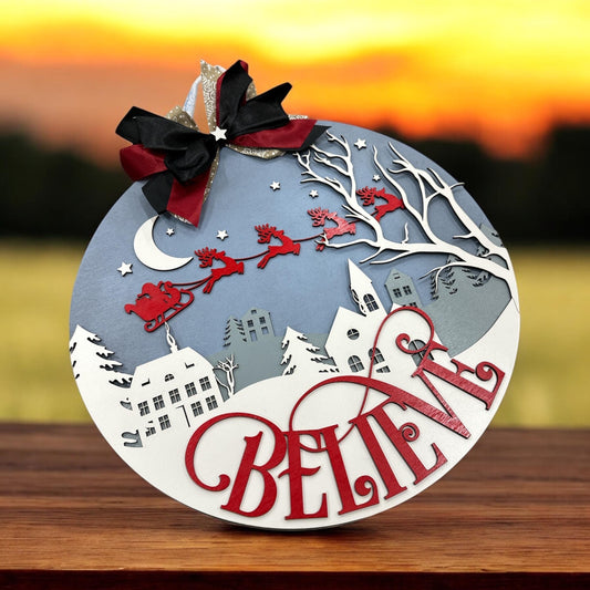 Believe Door Hanger, Believe door Sign, Believe Door Decor, Christmas Door Hanger, Believe Sign, Holiday Door Decor, Whimsical door hanger