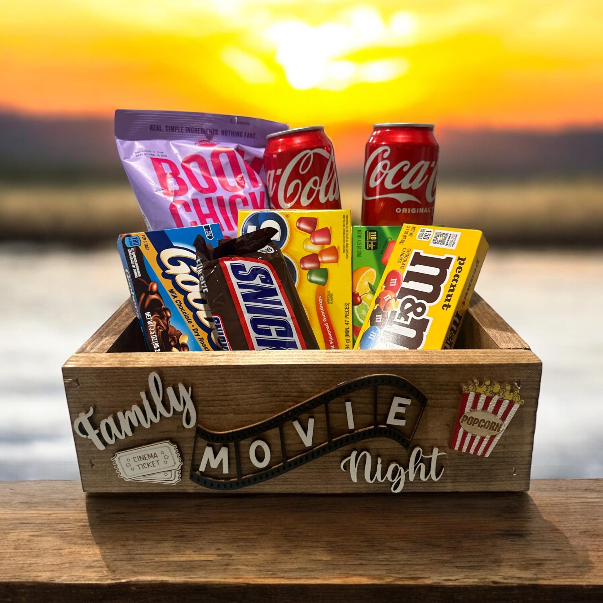 Movie Night box 3D, Movie Night box, Night at the Movie, Movie Night tray, Movie Night snack tray, Family Movie tray, Wooden Box