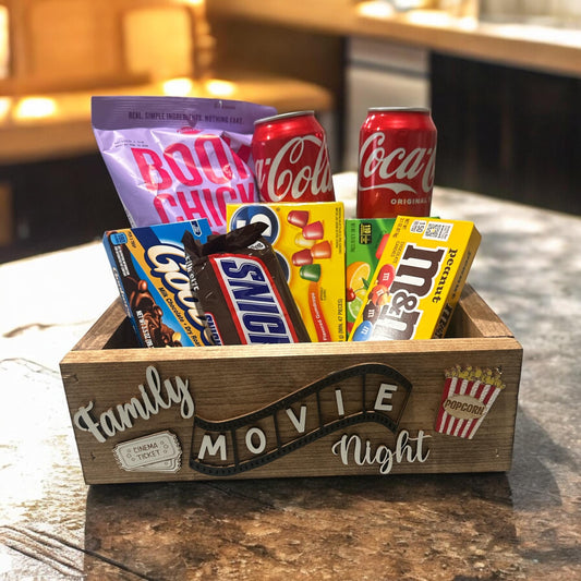 Movie Night box 3D, Movie Night box, Night at the Movie, Movie Night tray, Movie Night snack tray, Family Movie tray, Wooden Box