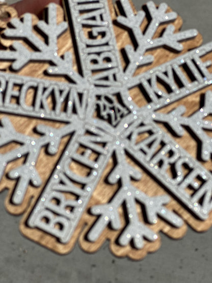 Snowflake Ornament, Personalized Snowflake, Snowflake Laser Cut, Christmas Ornament, White Snowflake