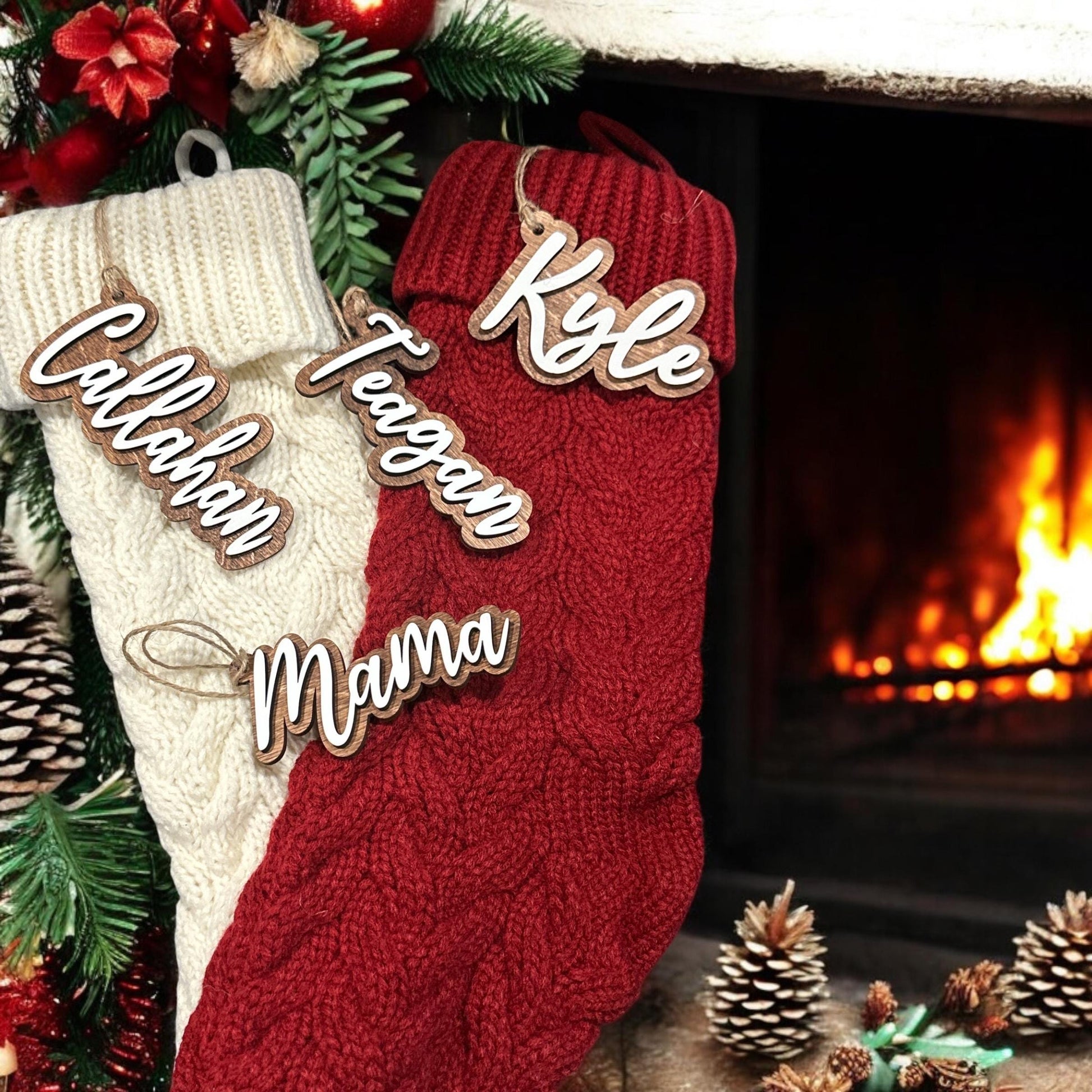 Stocking Tags, Personalized Wooden Name Tags, Stocking Tag, Wooden Name Tags, Christmas Labels, Wooden Present, Present Tags, Christmas
