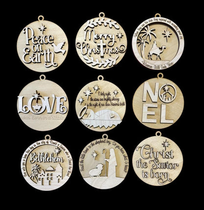 Nativity ornaments Vol 2, wooden, nativity-themed, ornaments, Christmas religious décor, handmade, religious ornaments, Jesus, religion,
