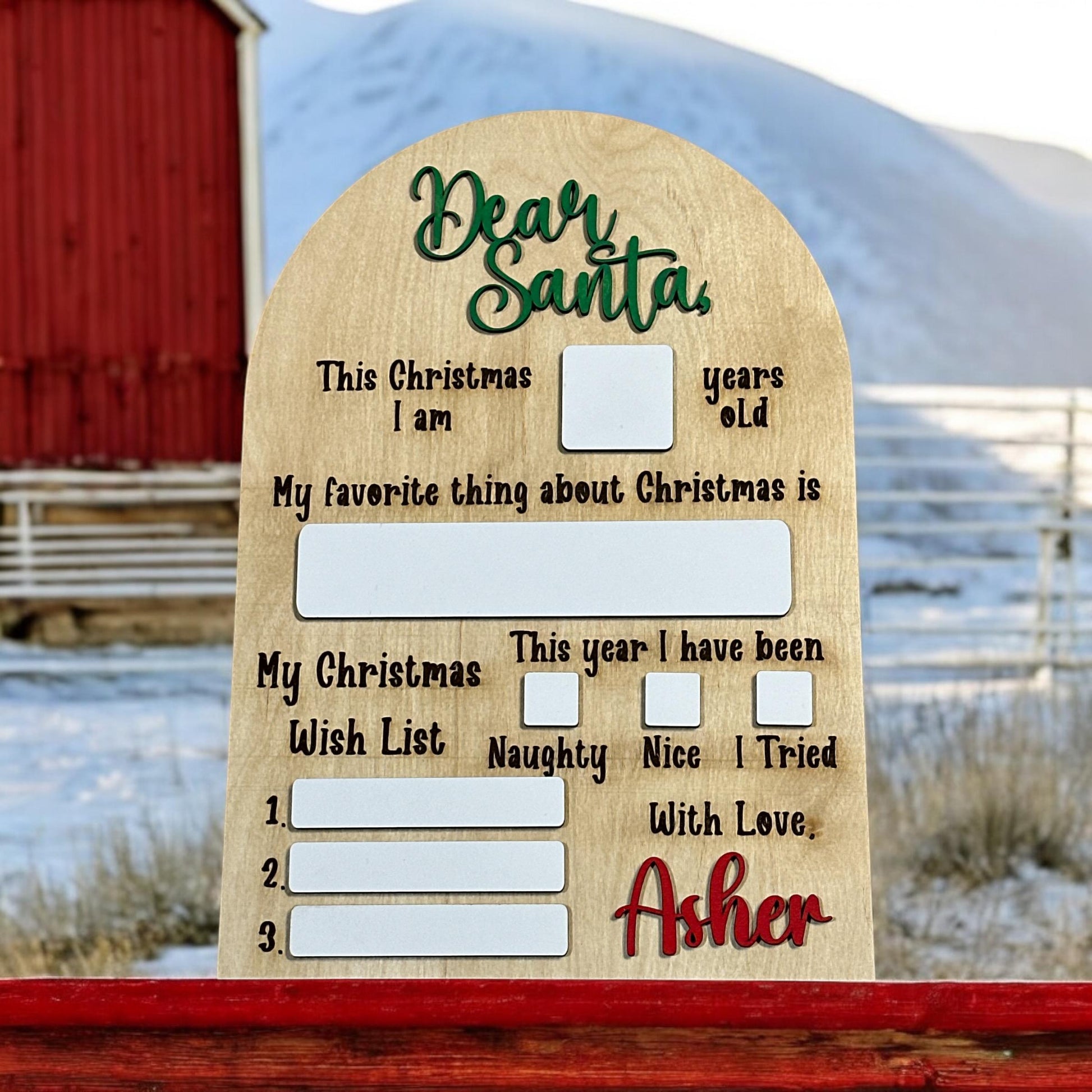 Dear Santa Board, Letter to Santa Board, Kids Christmas List Sign, Dry Erase Christmas Eve Sign, Dear Santa Wish List, Kids Christmas Letter