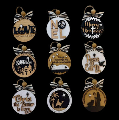 Nativity ornaments Vol 2, wooden, nativity-themed, ornaments, Christmas religious décor, handmade, religious ornaments, Jesus, religion,