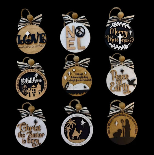 Nativity ornaments Vol 2, wooden, nativity-themed, ornaments, Christmas religious décor, handmade, religious ornaments, Jesus, religion,