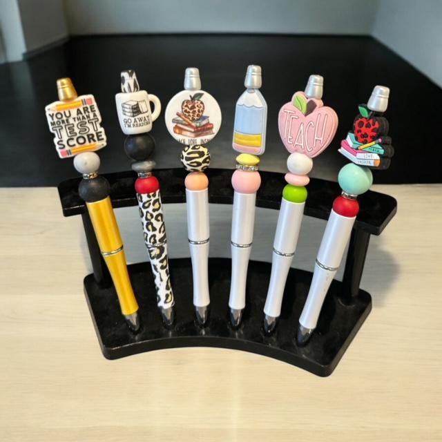 Beaded Pens, Teacher Pens, Holiday Beaded Pens, Teacher, Teacher Gifts, Fun Pens, Best Teacher Ever Teach love inspire, Cookies for Santa