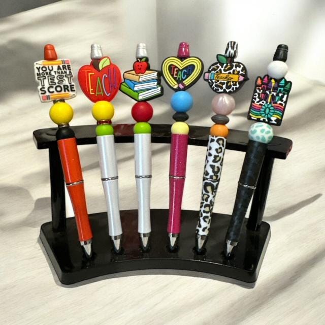 Beaded Pens, Teacher Pens, Holiday Beaded Pens, Teacher, Teacher Gifts, Fun Pens, Best Teacher Ever Teach love inspire, Cookies for Santa