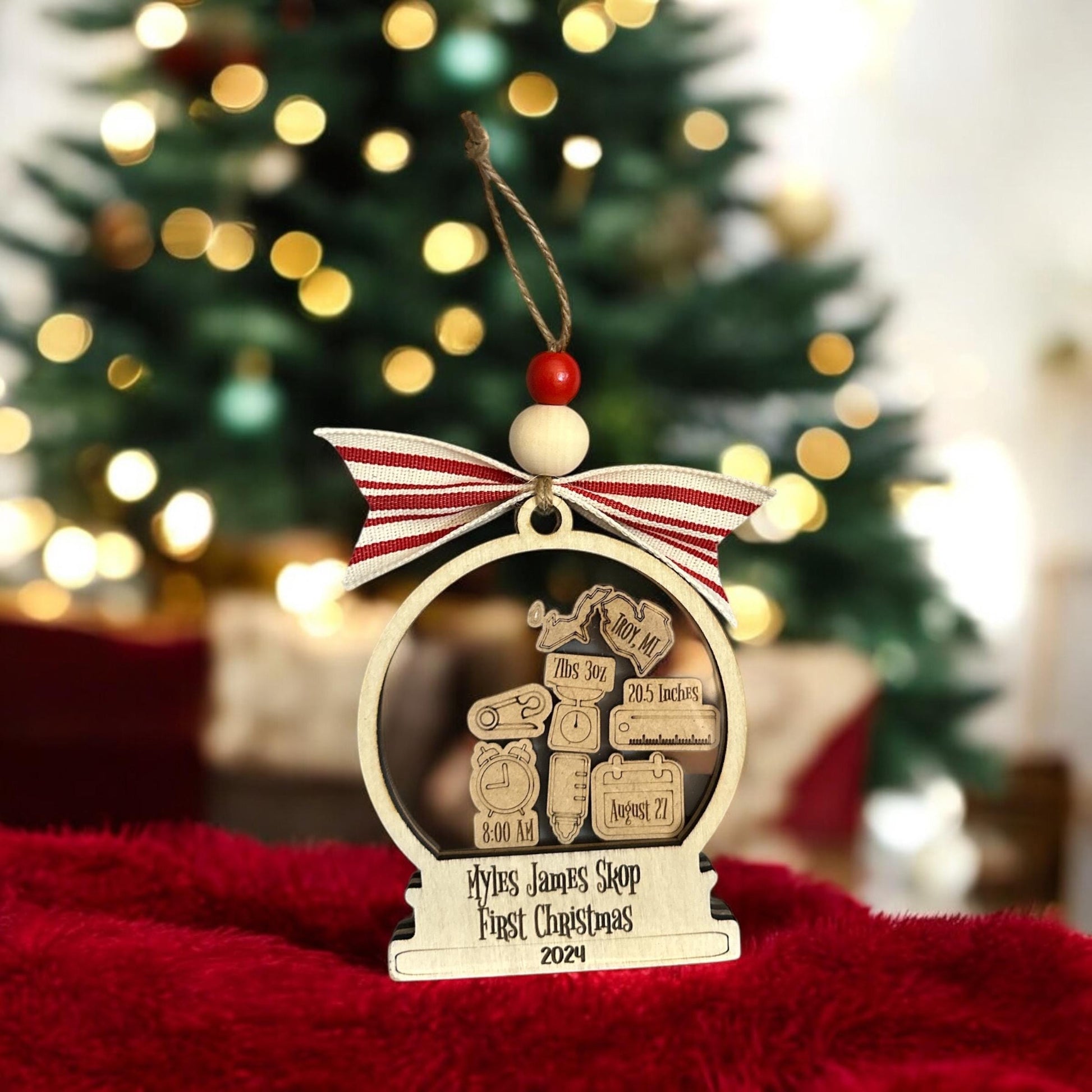 Personalized Baby’s 1st Christmas Ornament, Custom Newborn Ornament, First Keepsake