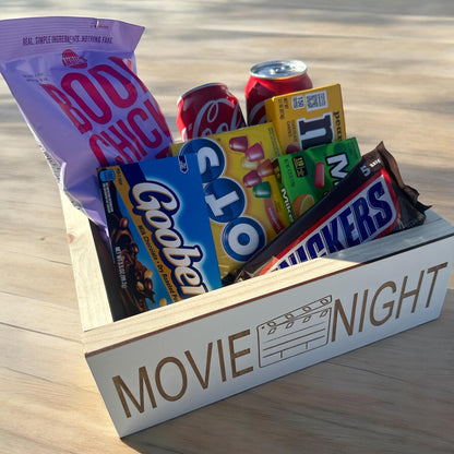 Movie Night box, Movie Night snack box, Night at the Movie, Movie Night tray, Movie Night snack tray, Outdoor Movie Night tray, Wooden Box