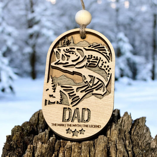 Wilder Fish Oval Ornament Round, Father's Day Dad, Car Charm, Christmas Ornament, Fishing Dad, The Man, The Myth, Papa, Dad, Personalized