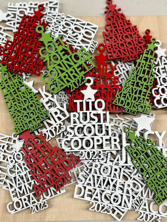 Name tree, Christmas Ornament, Personalized, Wooden Ornament, Custom Christmas Decor, Wooden, Holiday Ornament, Christmas Tree, Decoration