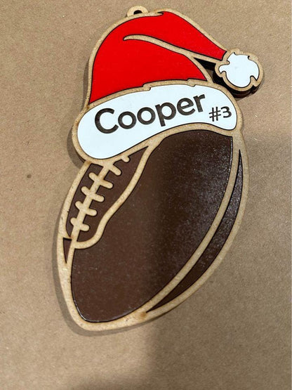 Sports Ornaments, Football, Soccer, Cheer, Golf, Personalized Wooden Ornaments, Christmas Charm, Team Christmas Personalized