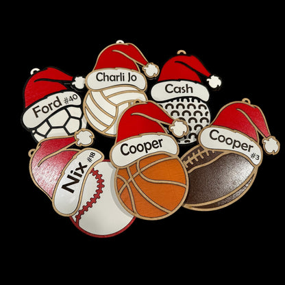 Sports Ornaments, Football, Soccer, Cheer, Golf, Personalized Wooden Ornaments, Christmas Charm, Team Christmas Personalized