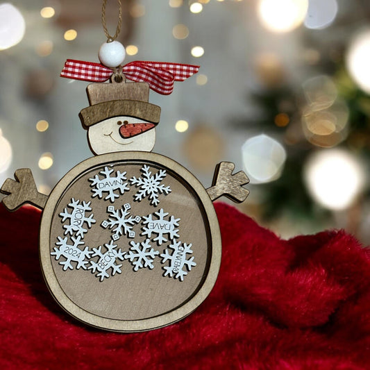 Snowman Shaker Ornament,Snowman Ornaments, Family Decorations, Holiday Tree Decor, Christmas Ornament, Handmade