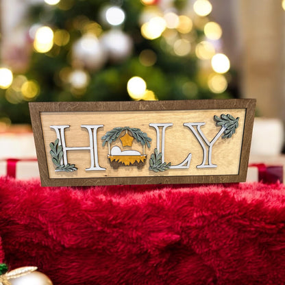 Holy Night Sign, Christmas Sign, Baby Jesus, Jesus Sign, Welcome, Holiday Shelf Sitter, Nativity, Holy Night Decor, DIY, Unfinished