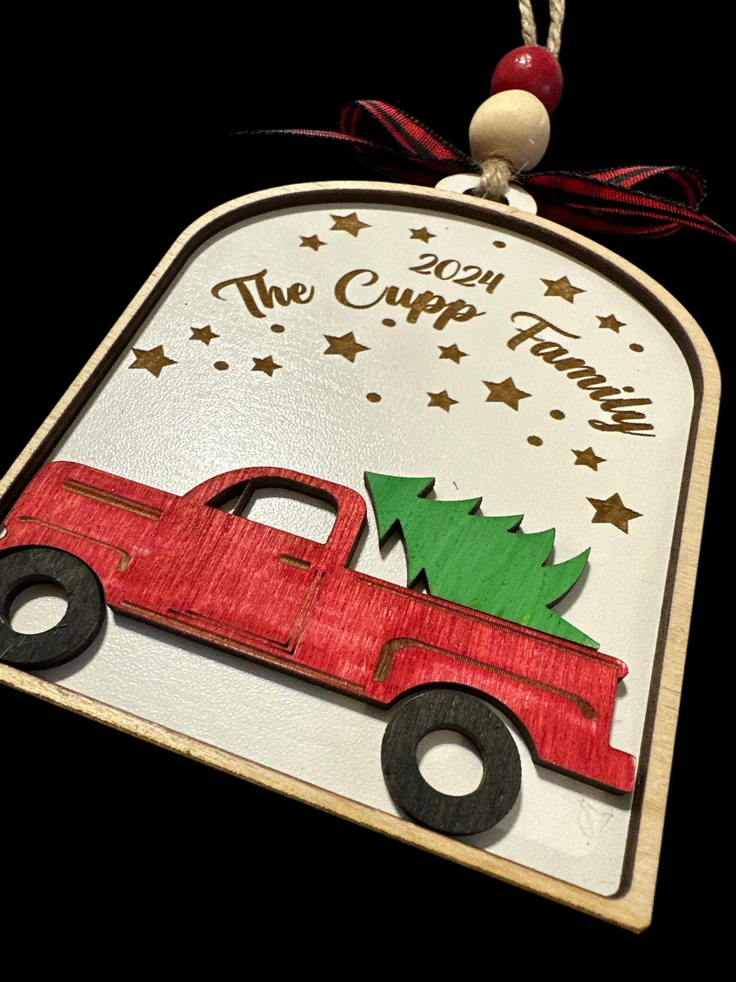 Truck Personalized Ornament, Custom Wooden Ornaments, Red Truck Christmas Decor, Personalized Holiday Decor, Custom Christmas Truck Ornament
