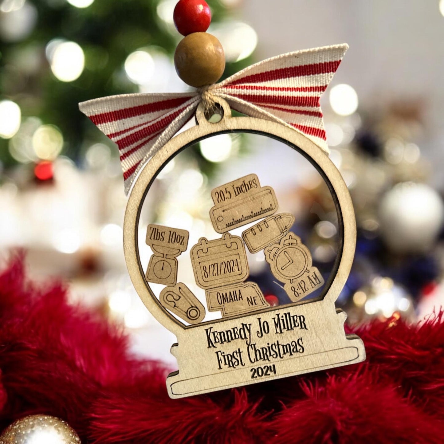 Personalized Baby’s 1st Christmas Ornament, Custom Newborn Ornament, First Keepsake