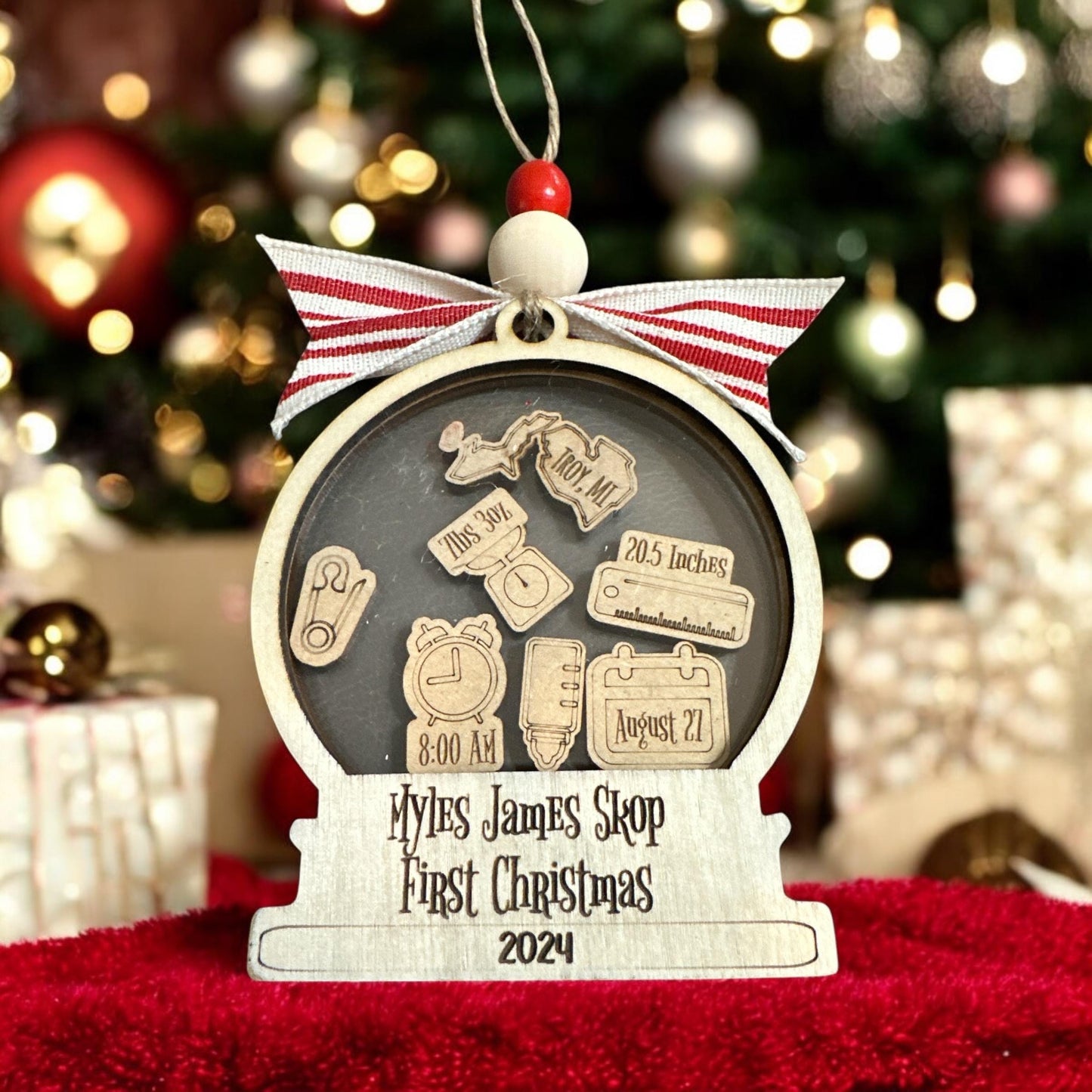 Personalized Baby’s 1st Christmas Ornament, Custom Newborn Ornament, First Keepsake