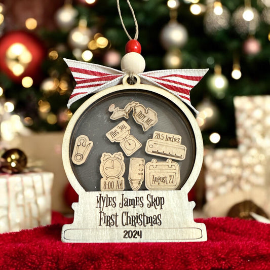 Personalized Baby’s 1st Christmas Ornament, Custom Newborn Ornament, First Keepsake