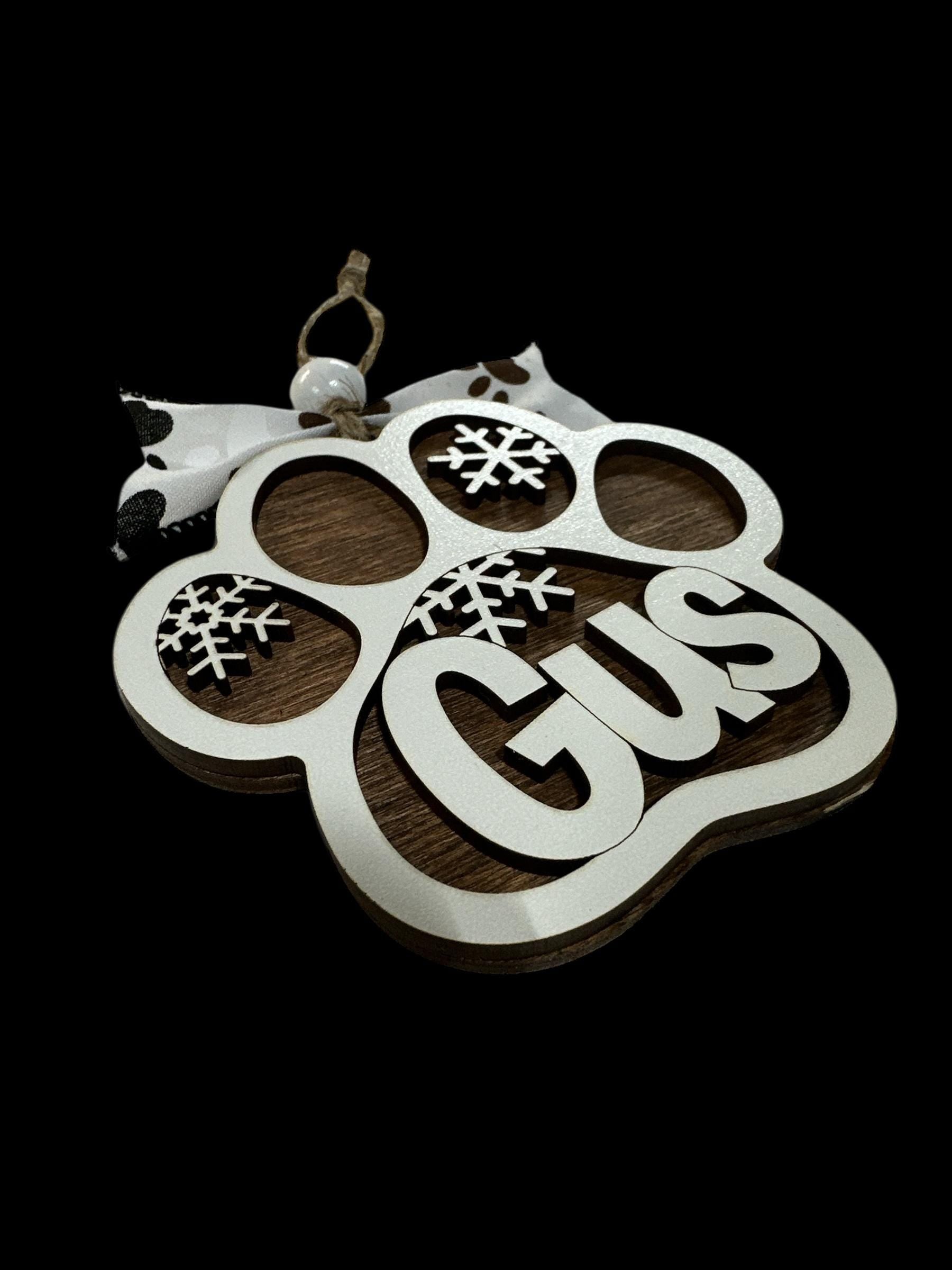 Dog Ornament, Dog Snowflakes Ornament, Personalized Snowflake, Dog Paw Laser Cut, Christmas Ornament, White Snowflake