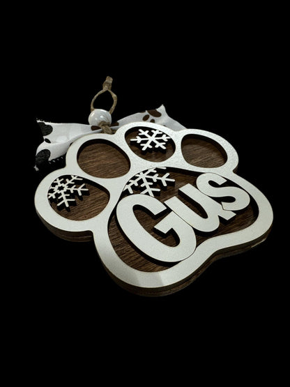 Dog Ornament, Dog Snowflakes Ornament, Personalized Snowflake, Dog Paw Laser Cut, Christmas Ornament, White Snowflake