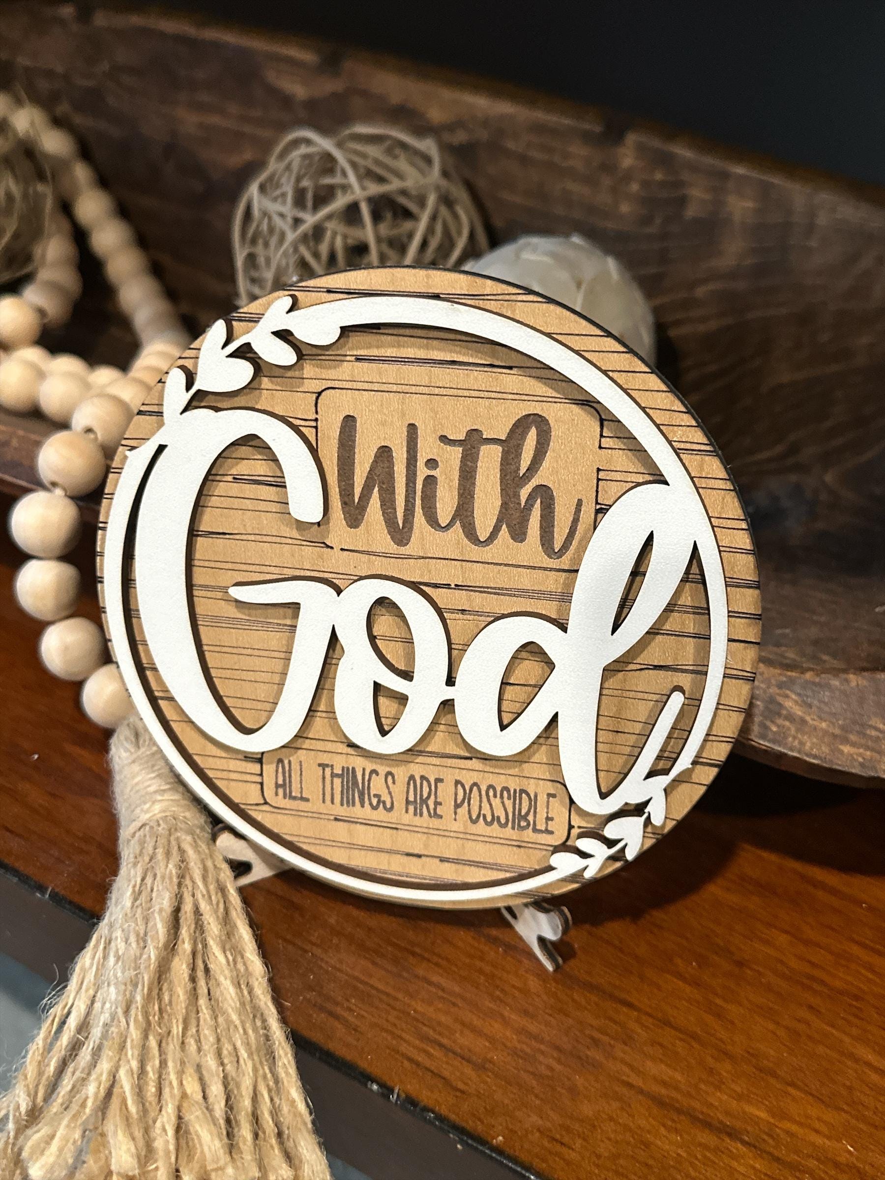 With God all things are possible, Inspirational Signs, Home Decor, Gift Giving, With God, Housewarming gift, With God wooden sign