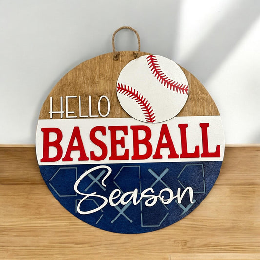 Hello Baseball Season, Doorhanger, Hello Baseball, Baseball Door Hanger, Sports, Baseball Season Sign, DIY, Unfinished, Finished, Decor