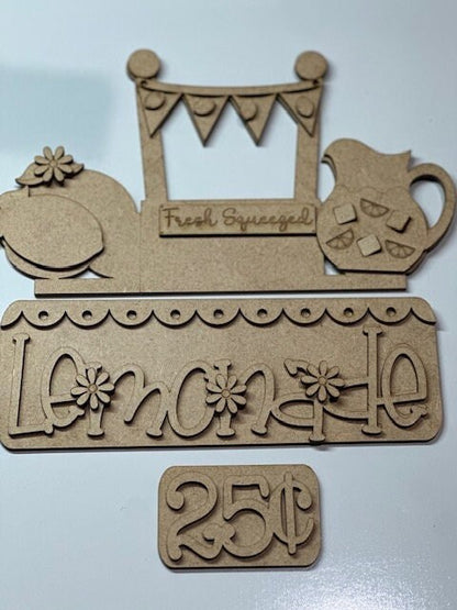 Lemonade Interchangeable Farmhouse Truck Insert, Seasonal Truck, DIY Truck Kit, Interchangeable, DIY Kit, Unfinished KIT, Lemon, Fence Sign