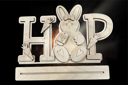 Hop Easter Shelf Sitter, Easter Bunny, Easter, Easter Home Decor, Decorations, Spring Decor Easter, DIY, Finished Easter, Bunny