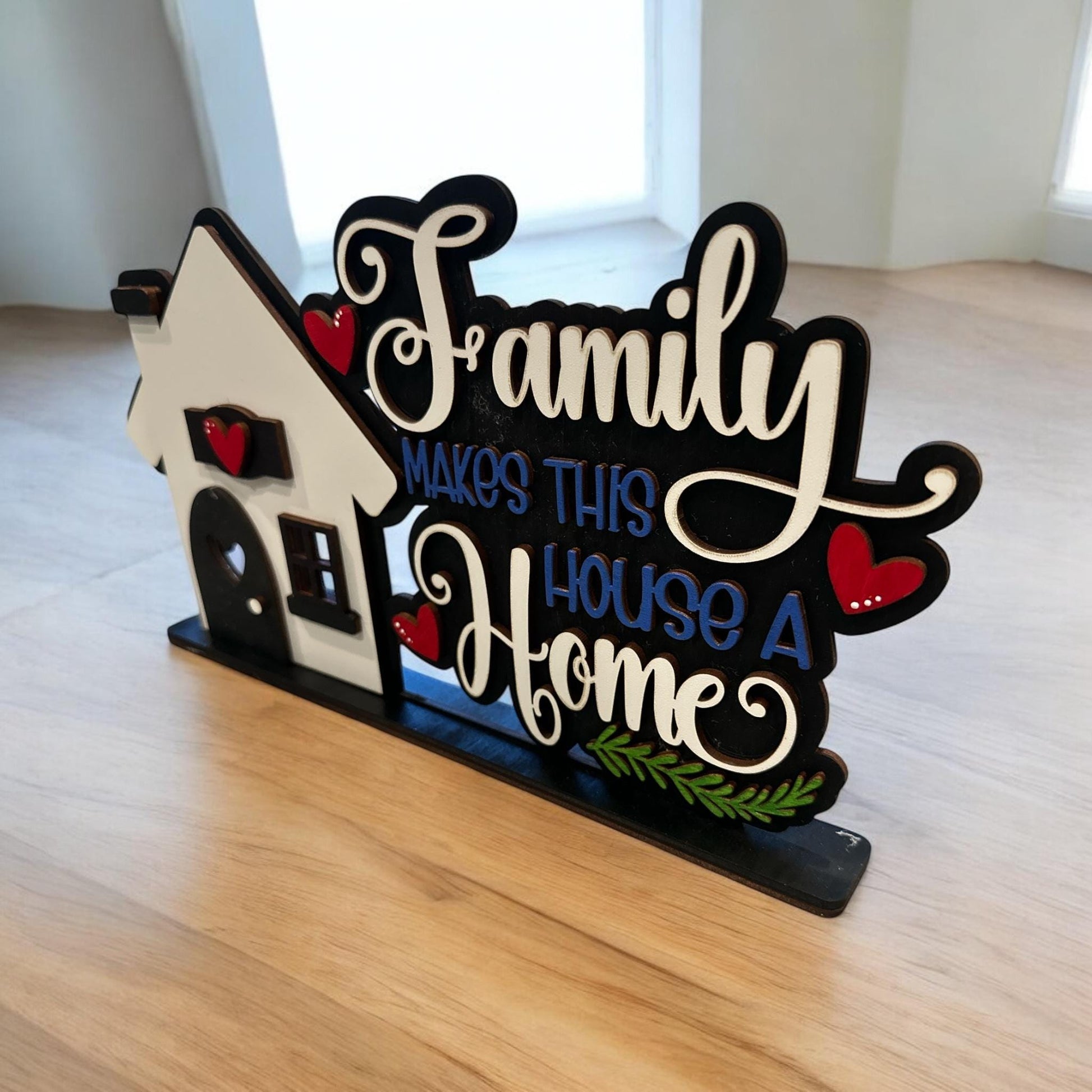 Family makes this house home, Welcome Shelf sitter, Welcome Sign, Welcome Decor, Home Decor, Decorations, Decor, Finished, Personalized