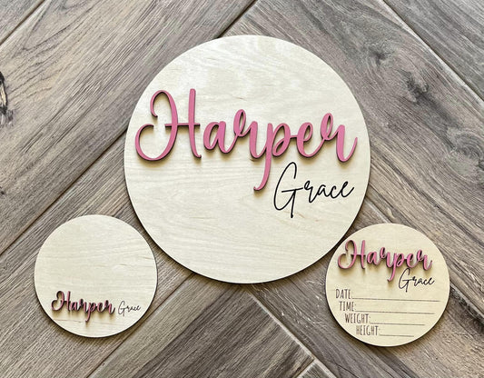 Baby Announcement, Baby Name Sign, Photo Tags, Baby name and Announcement, Footprint Sign, Custom, Gift, Baby Shower, Baby Room