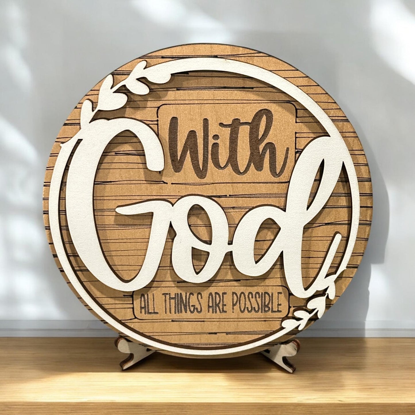 With God all things are possible, Inspirational Signs, Home Decor, Gift Giving, With God, Housewarming gift, With God wooden sign