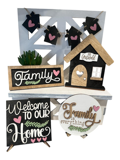 Welcome to our Home, Family Decor Tier Tray, Bench with signs, Family Tier Tray, Personalized, Votive Holder, Family Decor, DIY, Finished