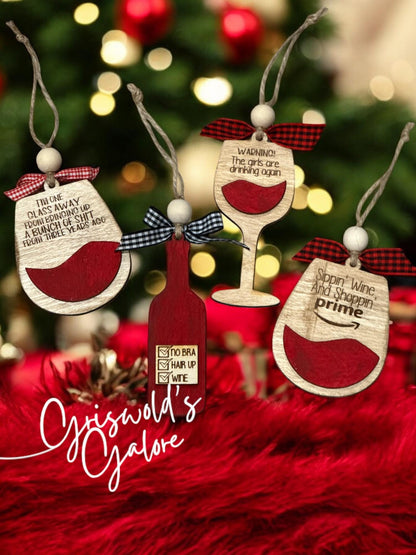 Wine or Wine Not Ornaments, Personalized Wine Christmas Ornaments, 3D Wine Decor, Wine Sass Ornaments, Custom Holiday Wine Gift