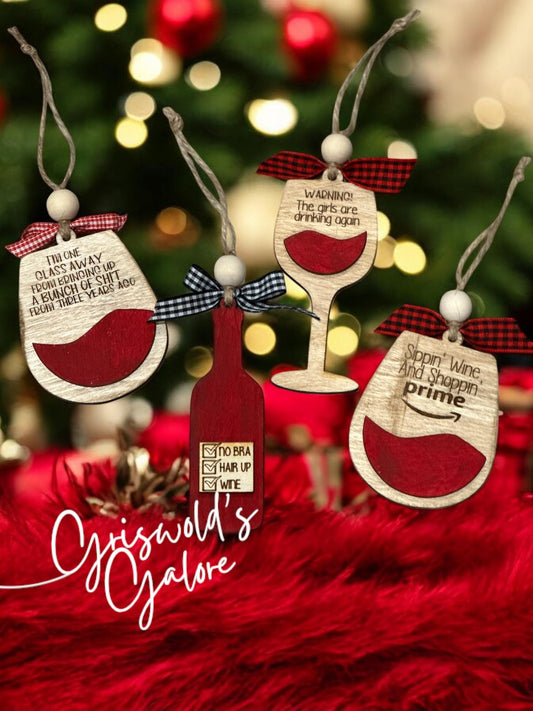Wine or Wine Not Ornaments, Personalized Wine Christmas Ornaments, 3D Wine Decor, Wine Sass Ornaments, Custom Holiday Wine Gift