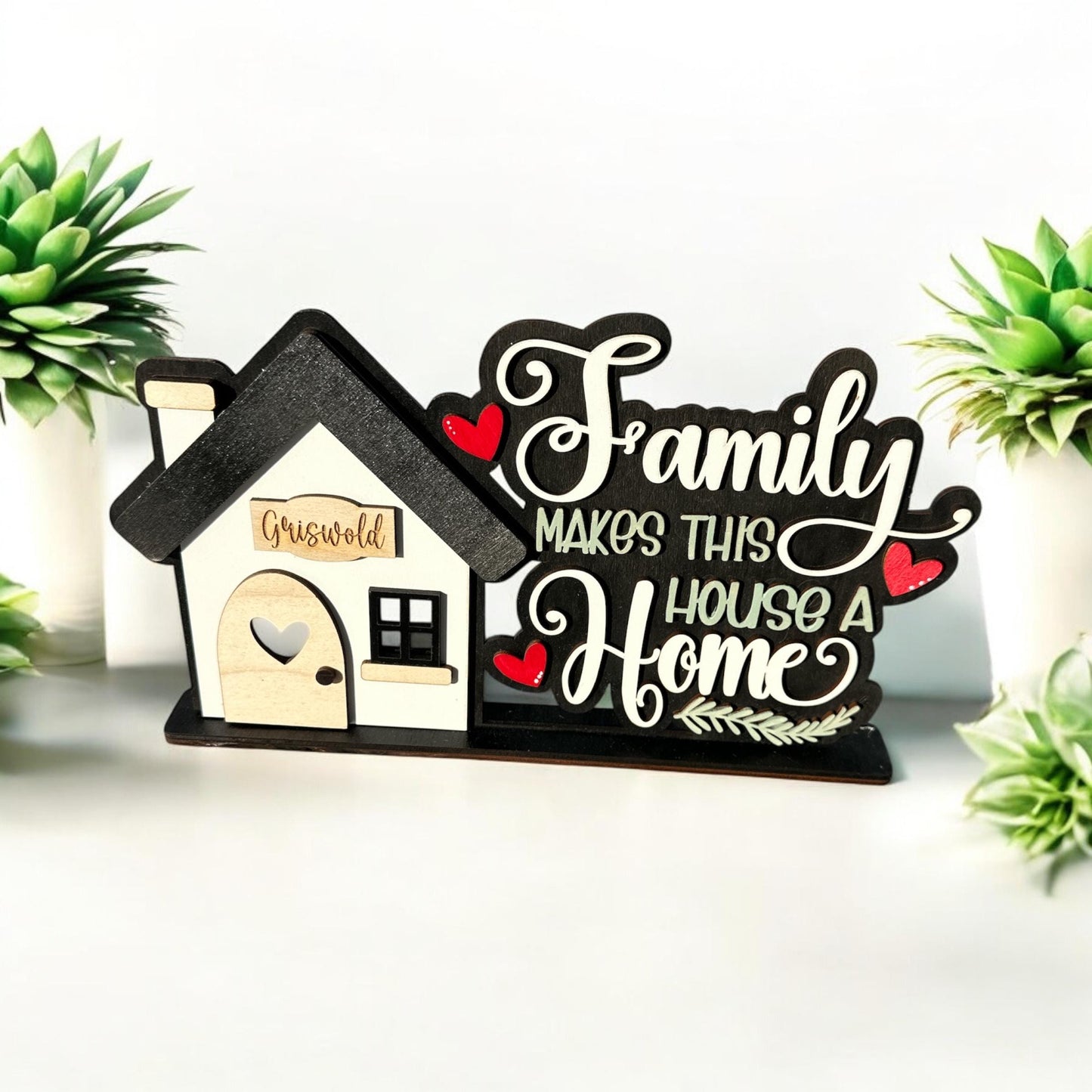 Family makes this house home, Welcome Shelf sitter, Welcome Sign, Welcome Decor, Home Decor, Decorations, Decor, Finished, Personalized