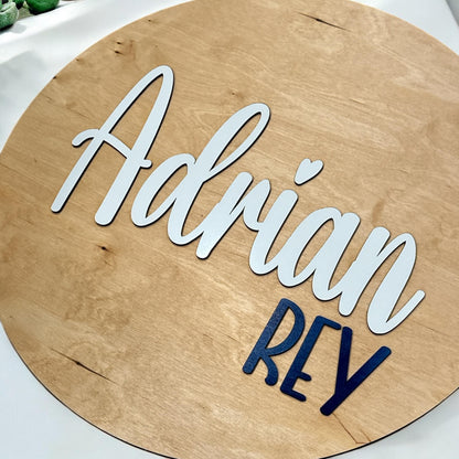 Nursery Name Sign, 12-36 Inch, Baby Names, Personalized Round plaque, Baby Shower, Customize Wood Baby Sign, 3D Name Sign, Custom Kids Name