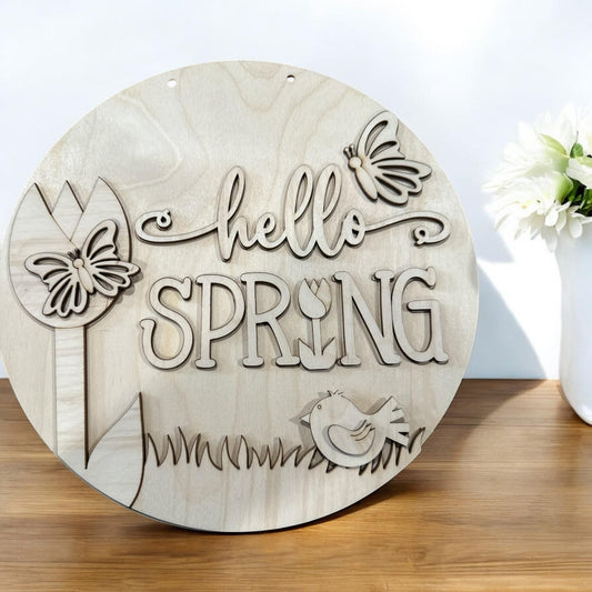 Hello Spring DIY, door hanger, Door Hanger, door hanger, Home decor, Custom Door Hanger, Spring Door Hanger, Hello Spring