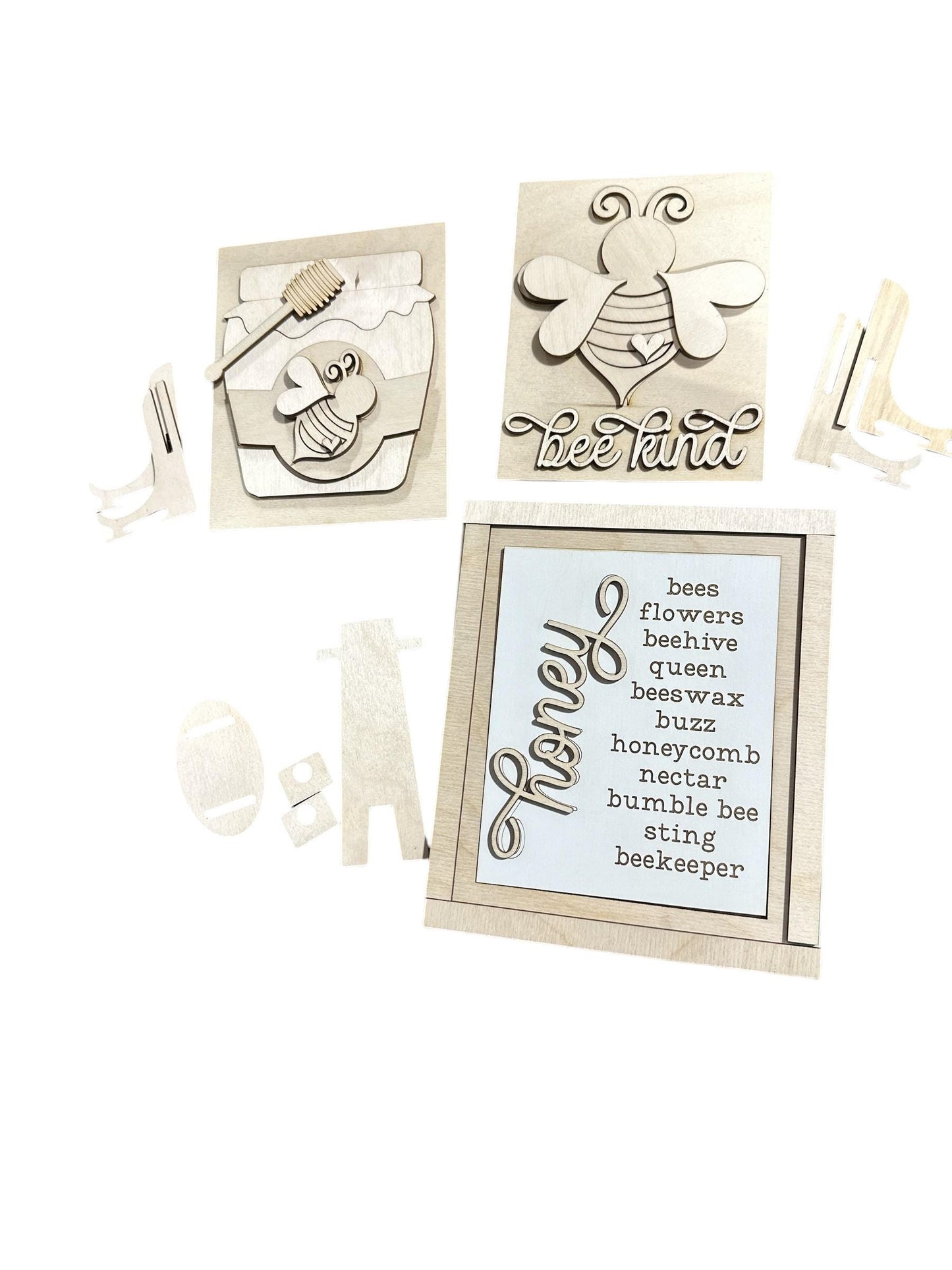 Unfinished Wood Honey Bee Signs, Trio Sign, Unfinished Crafts, Honey Bee, Bee Trio Signs, Wood Blanks, Framed Signs