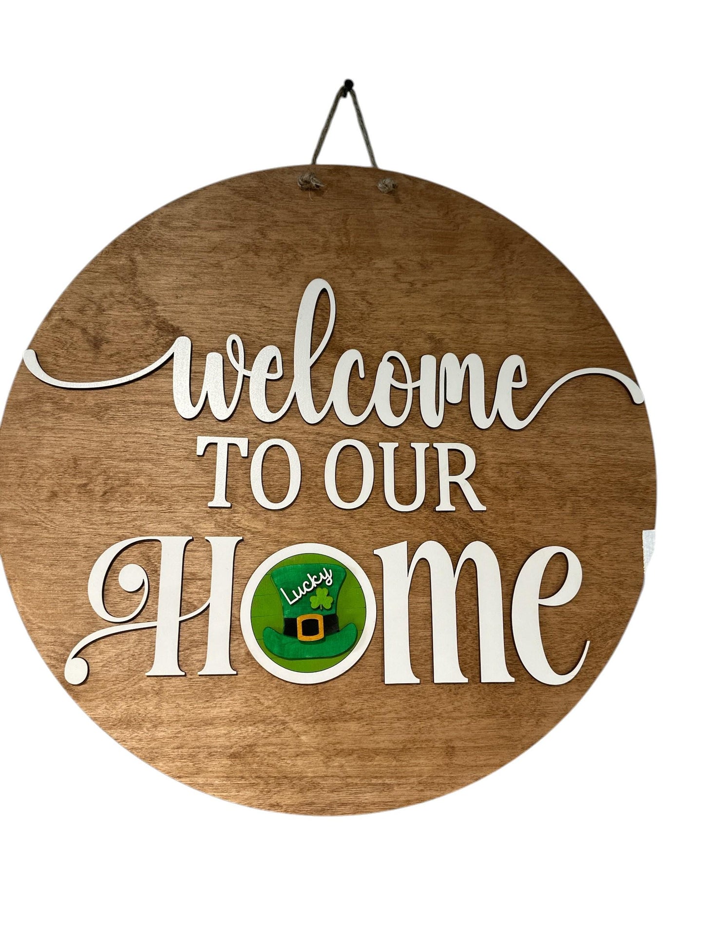 Welcome to our Home Sign: 18" Interchangeable Door Hanger for Rounds, Interchangeable Sign 3" Rounds, Welcome to our Home SIgn, Door Hanger