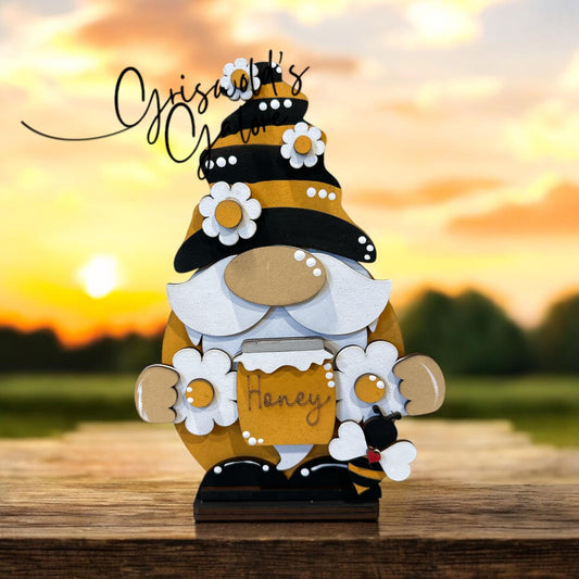 Honey Bee Gnome Shelf Sitter: Hand-Painted Home Decor