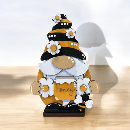 Honey Bee Gnome Shelf Sitter: Hand-Painted Home Decor