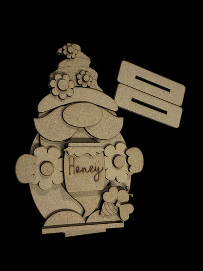Honey Bee Gnome Shelf Sitter: Unfinished DIY Craft Decor